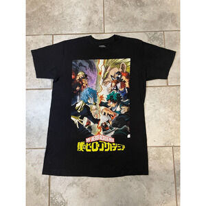 My Hero Academia Shirt Mens Medium Graphic Full Print Black Short Sleeve Crew